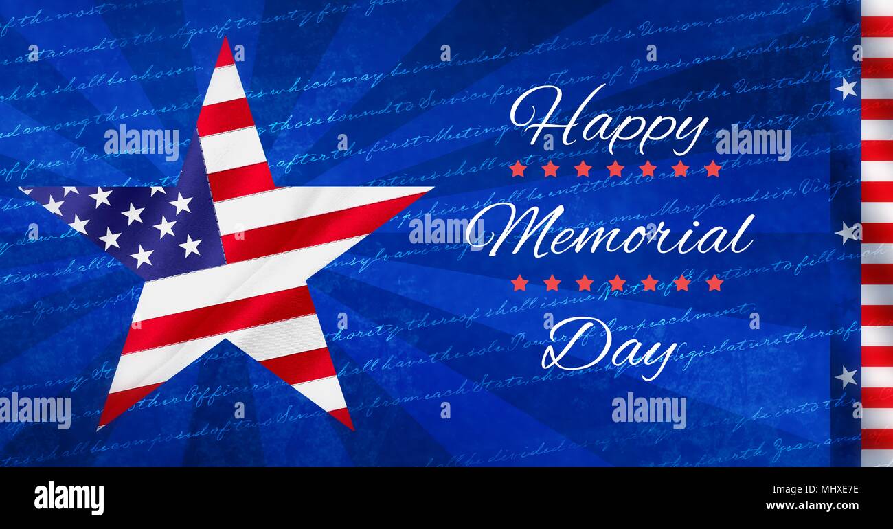 Il memorial day messaggio con american a stelle e strisce blu con lo sfondo del testo iscrizione Foto Stock