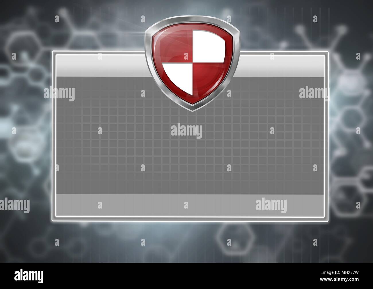 Protezione antivirus scudo di protezione sulla scatola grigia Foto Stock