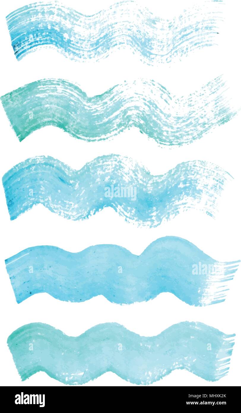 Vettore dipinto a mano blu ondulata grunge di pennellate. Le strutture per il vostro design. Illustrazione Vettoriale