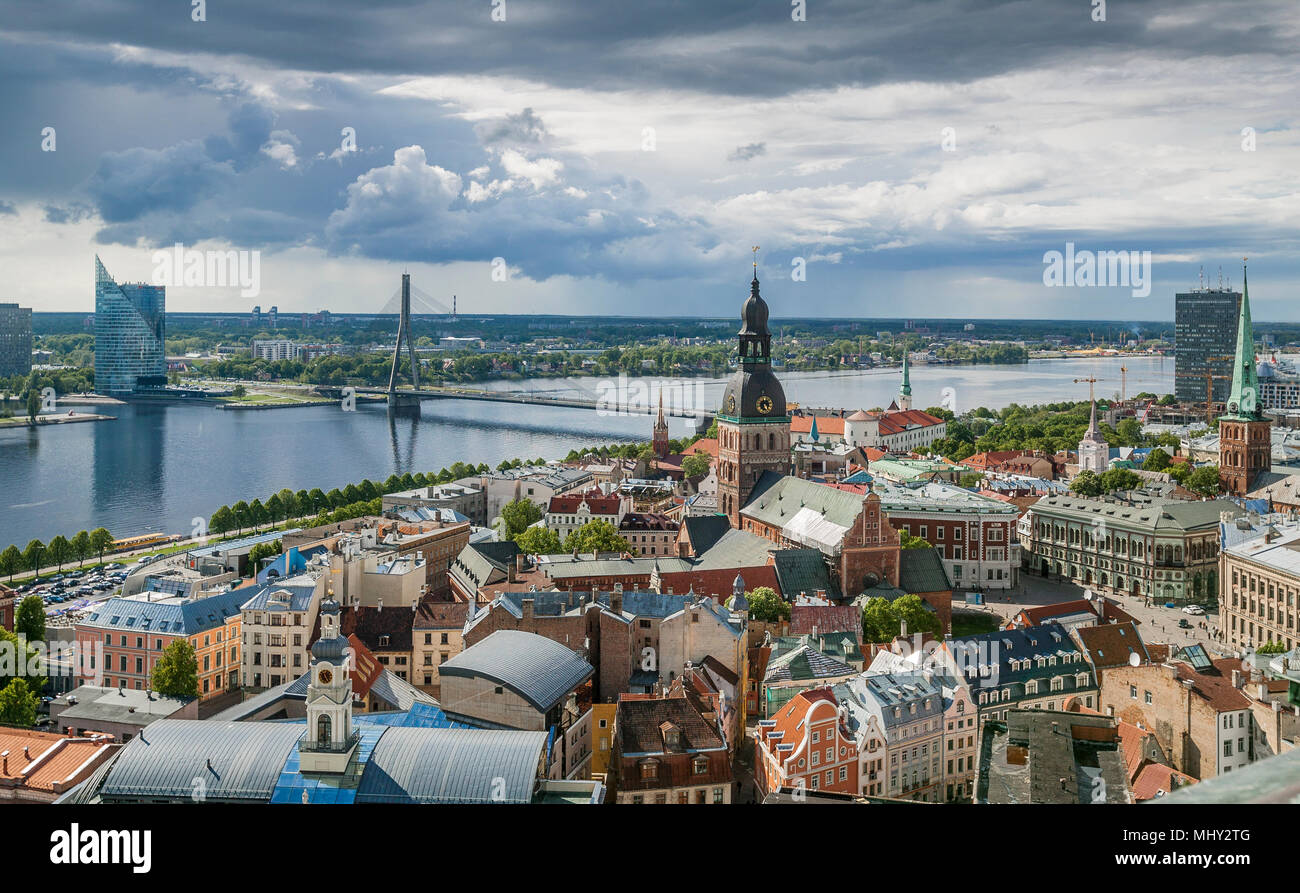 Vista aerea della città di Riga, capitale ost lettland,LETTONIA Foto Stock