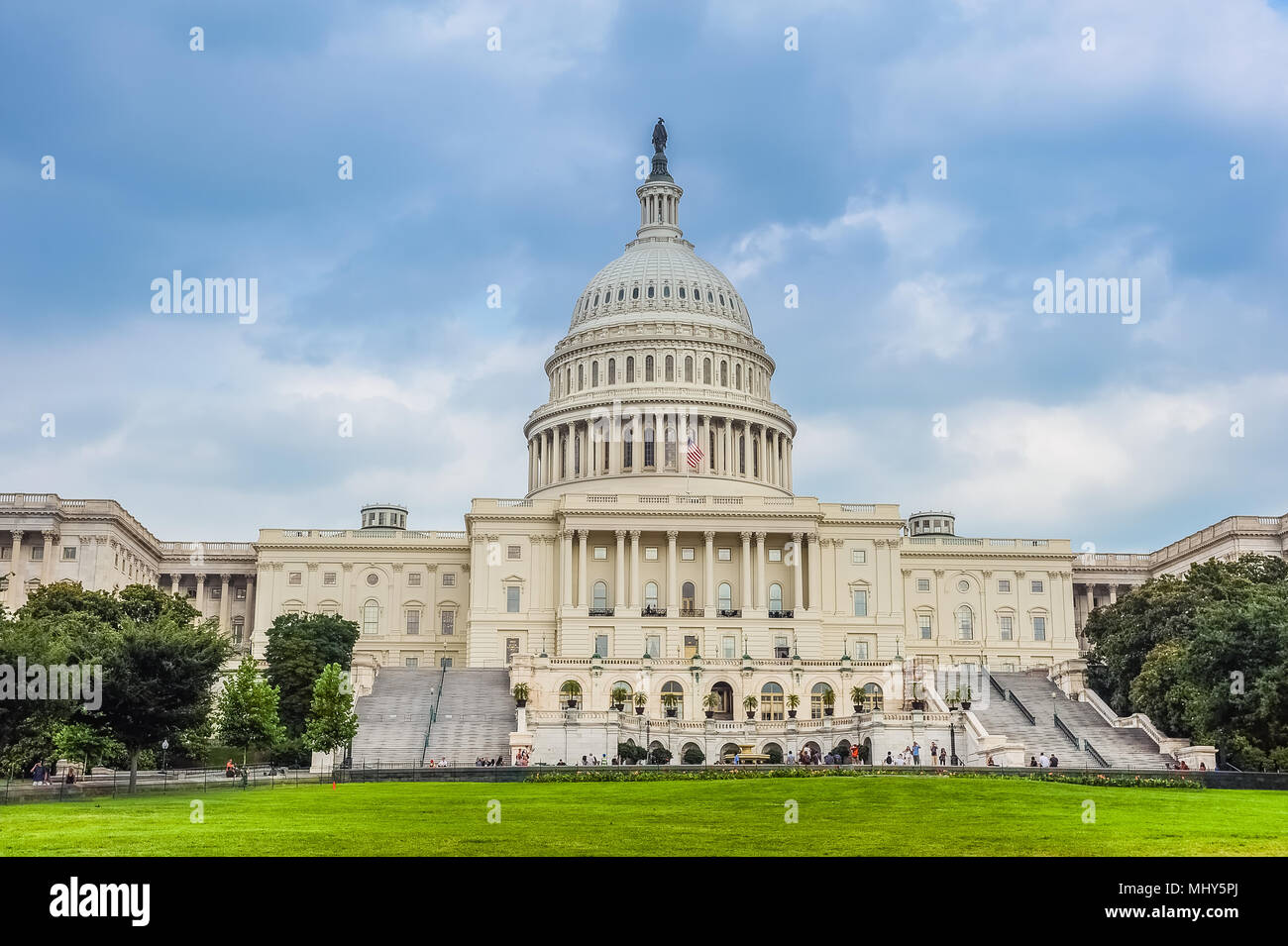 Campidoglio di Washington D.C. nuvole temporalesche sopra. Foto Stock