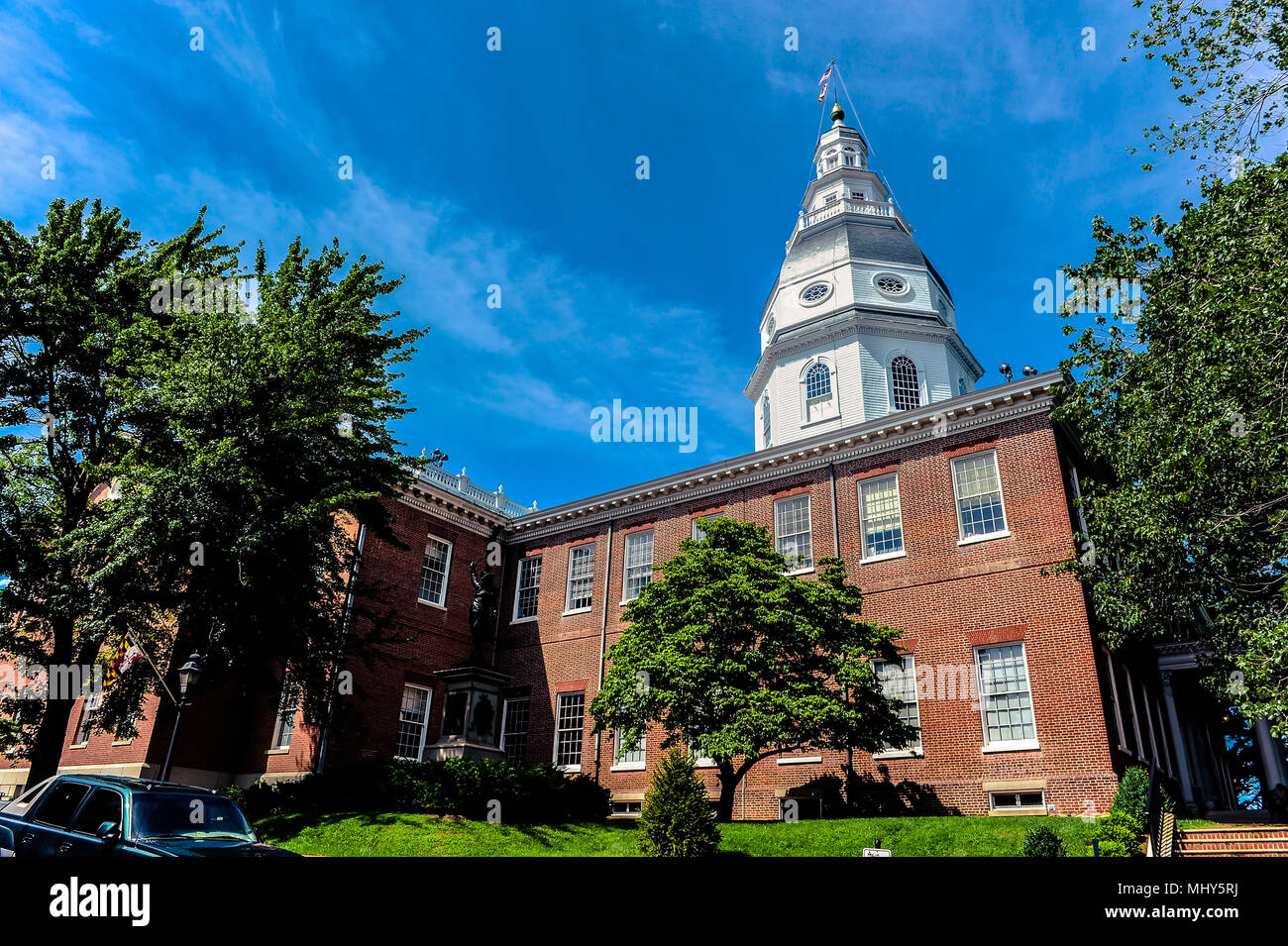 Annapolis/Maryland/USA - 07.14 Radici.2013: Maryland State House con il blu del cielo sopra. Campidoglio degli Stati Uniti tra il 1783-1784. Foto Stock