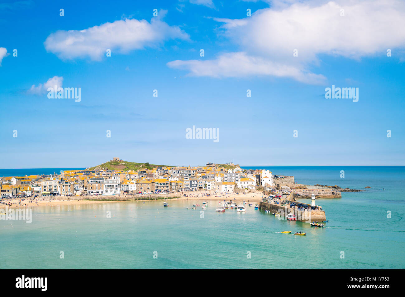 St Ives Cornwall Regno Unito. Vista perfetta di questa famosa città della Cornovaglia. St Ives bay Cornwall Foto Stock