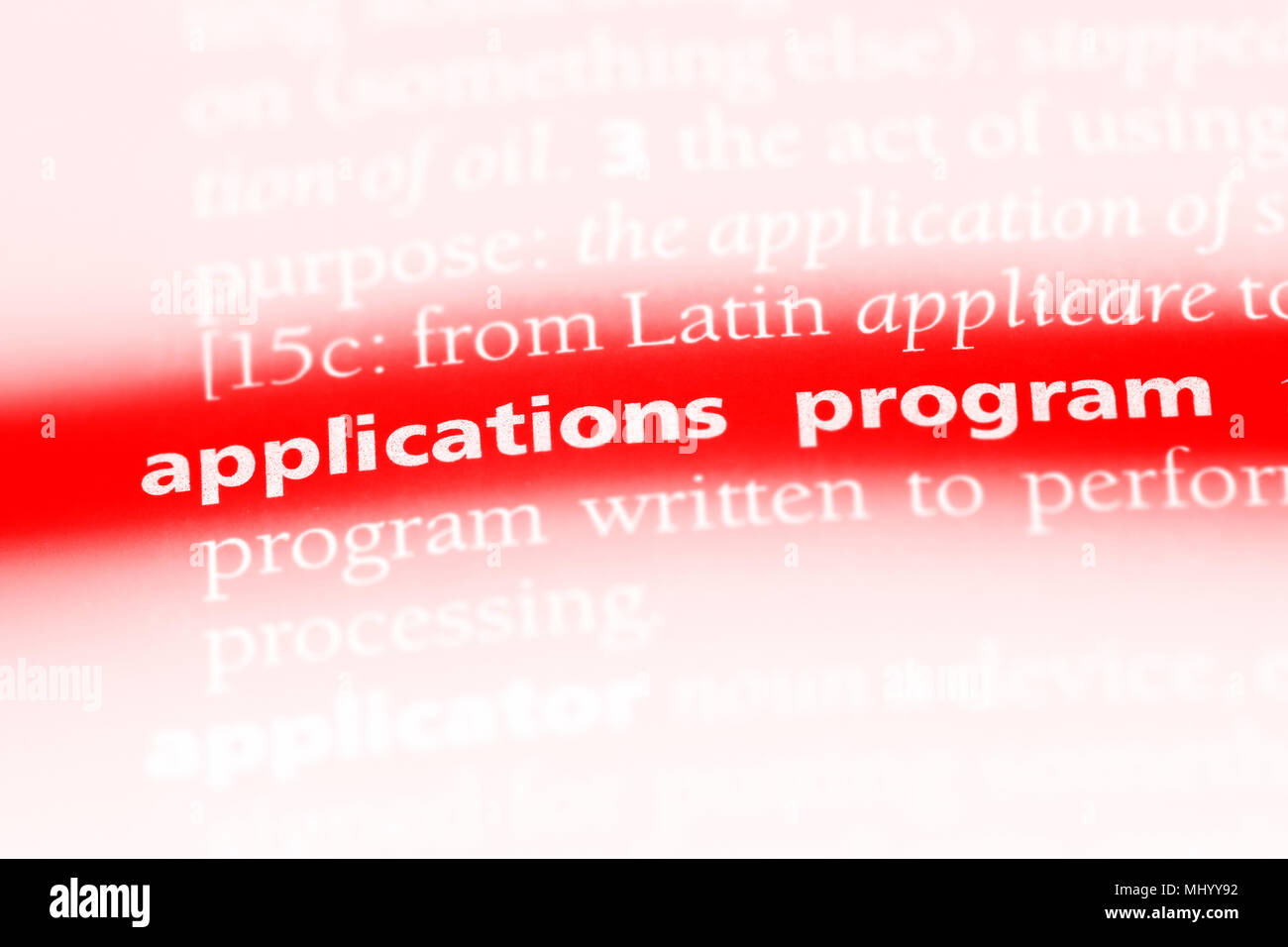 Programma di applicazioni di parola in un dizionario. applicazioni il concetto di programma. Foto Stock