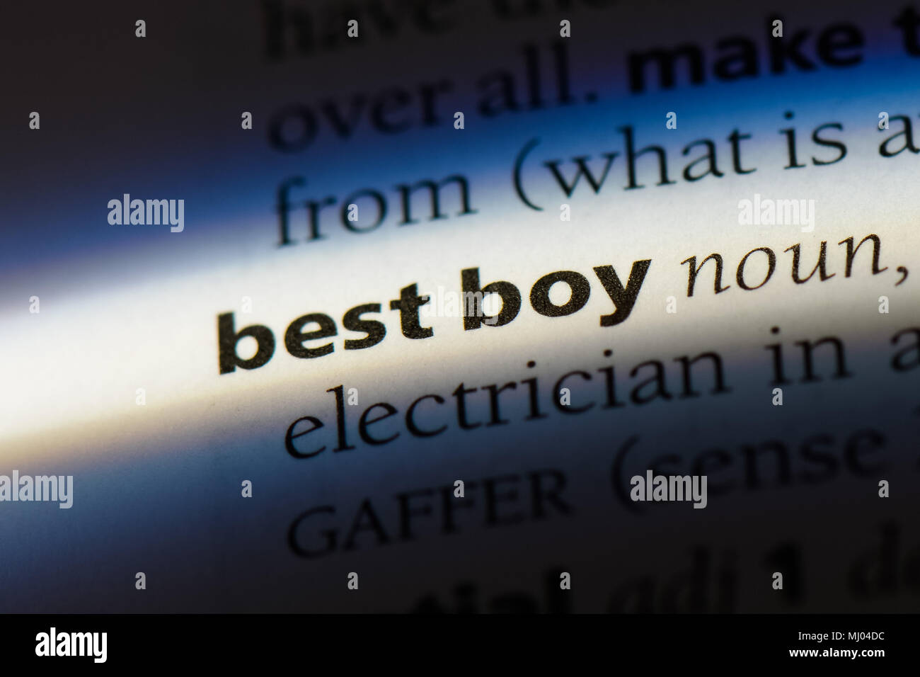 Ragazzo migliore parola in un dizionario. best boy concetto. Foto Stock