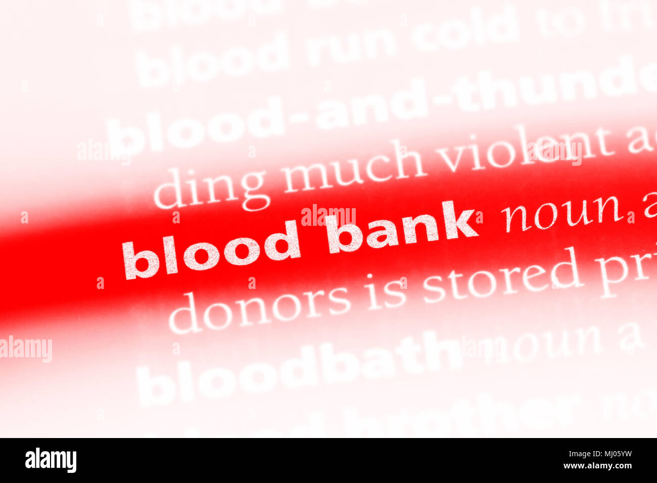 La banca del sangue la parola in un dizionario. La banca del sangue del concetto. Foto Stock