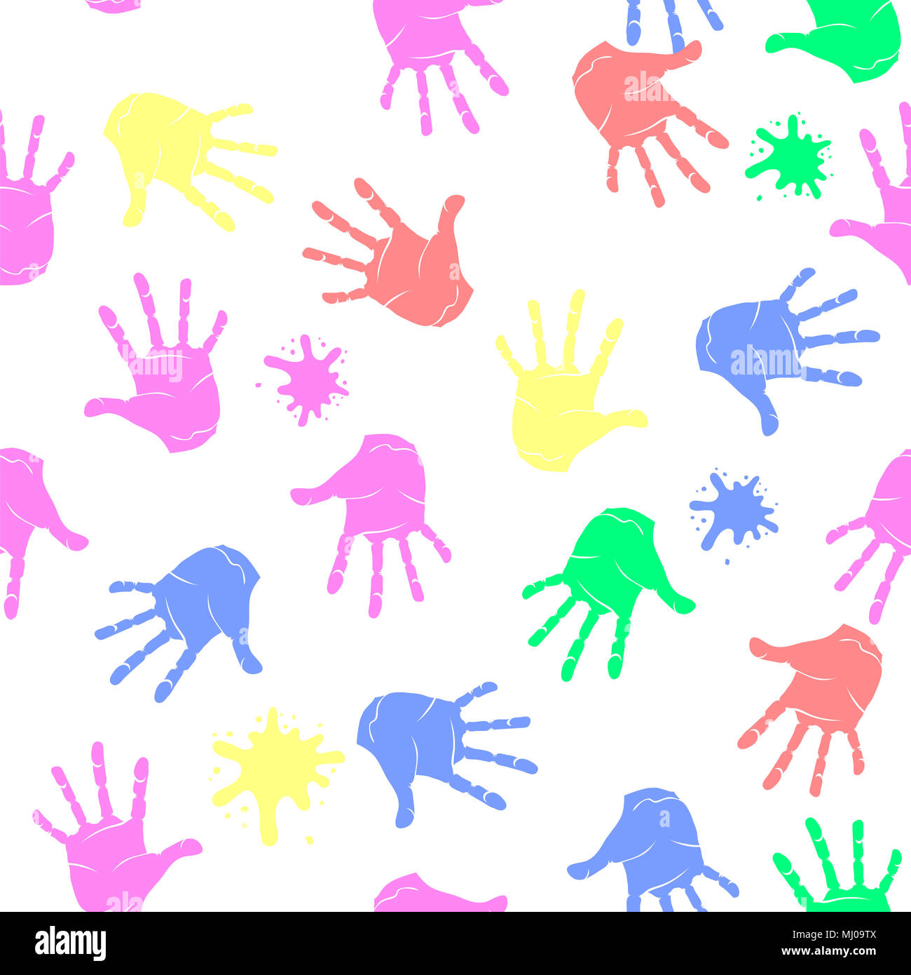Mani colorate Seamless Pattern. Parti del corpo umano Texture Foto Stock