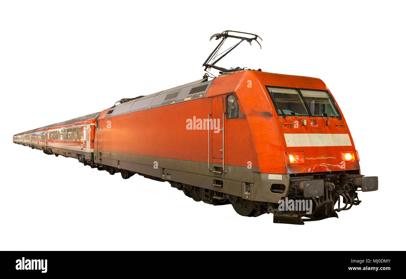 Treno tedesco isolato su sfondo bianco Foto Stock