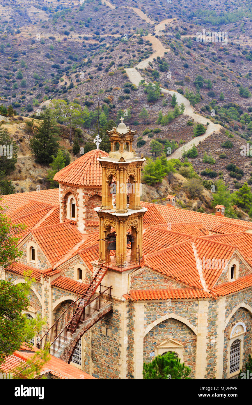 Panagia Machairas monastero sui monti Troodos pedemontana, Cipro. Foto Stock