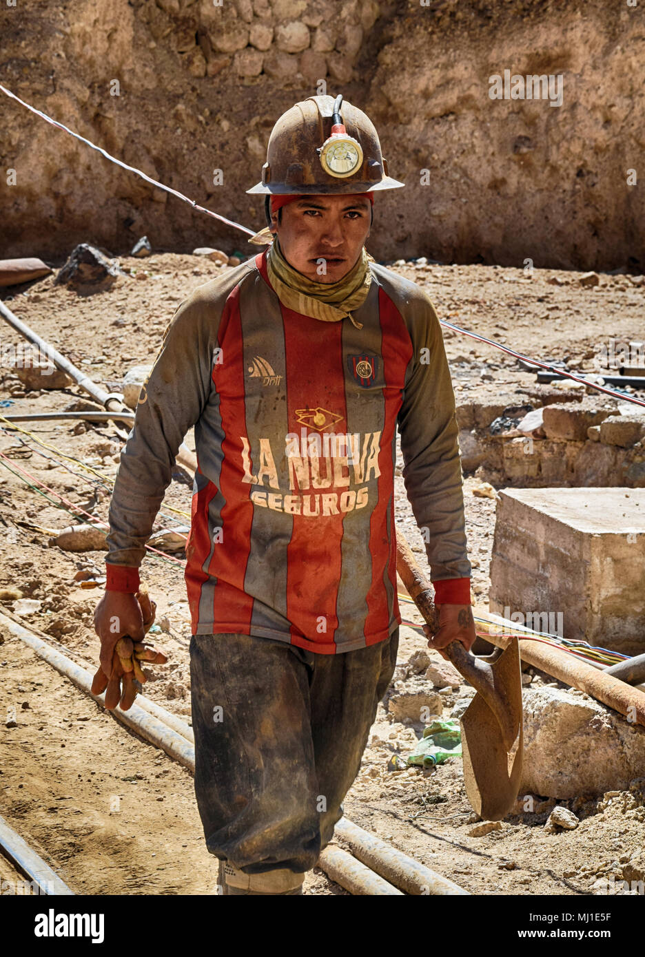 Il minatore nelle miniere di Potosí (Bolivia) Foto Stock