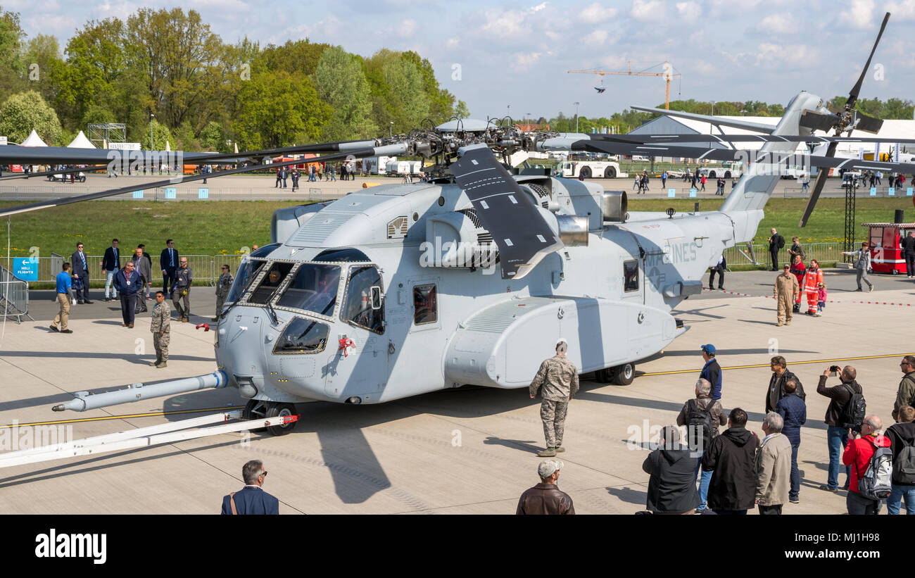 Berlino - Apr 27, 2018: nuova Marines americani Sikorsky CH-53K re stallone trasporti pesanti elicottero a Berlino ILA Air Show. Foto Stock