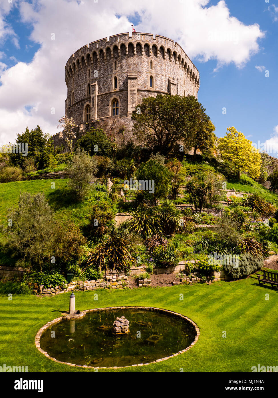 Il mantenere, Round Tower, il Castello di Windsor, Windsor, Berkshire, Inghilterra, Regno Unito, GB. Foto Stock