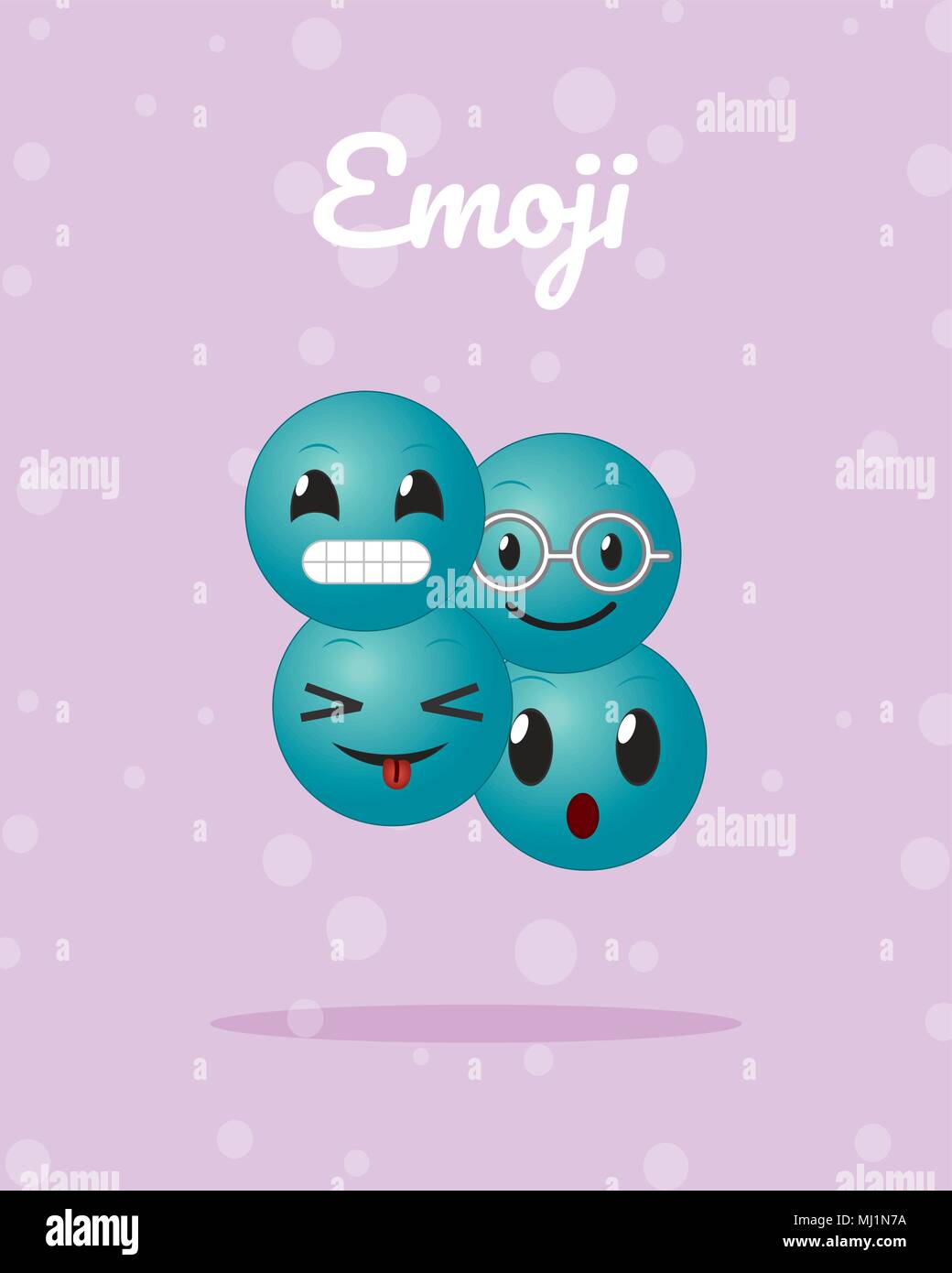 Carino emojis cartoni animati Illustrazione Vettoriale