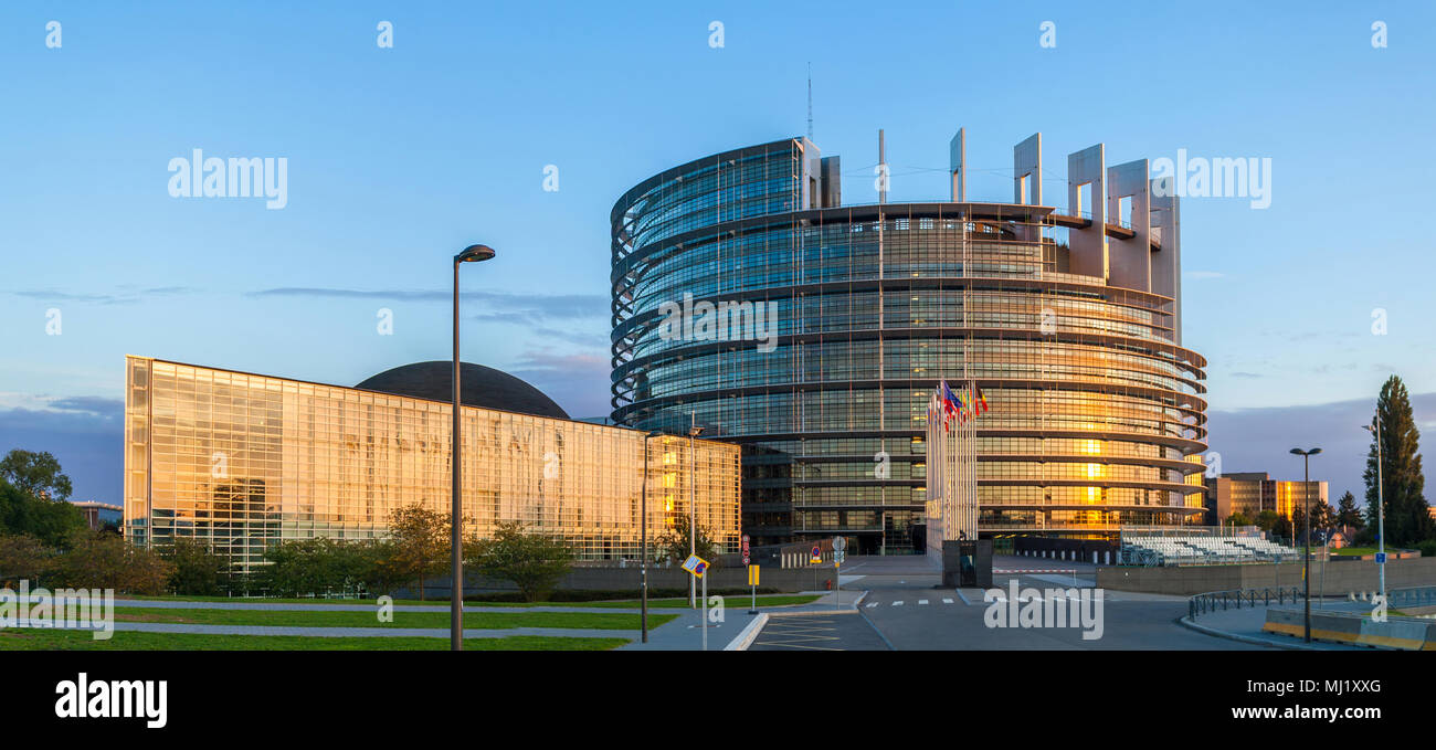 Edificio del Parlamento europeo a Strasburgo, Francia Foto Stock