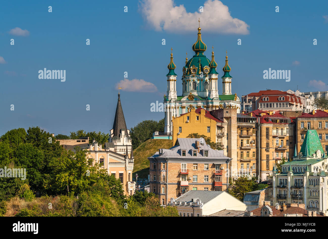 Vista di St Andrew's Chiesa - Kiev, Ucraina Foto Stock