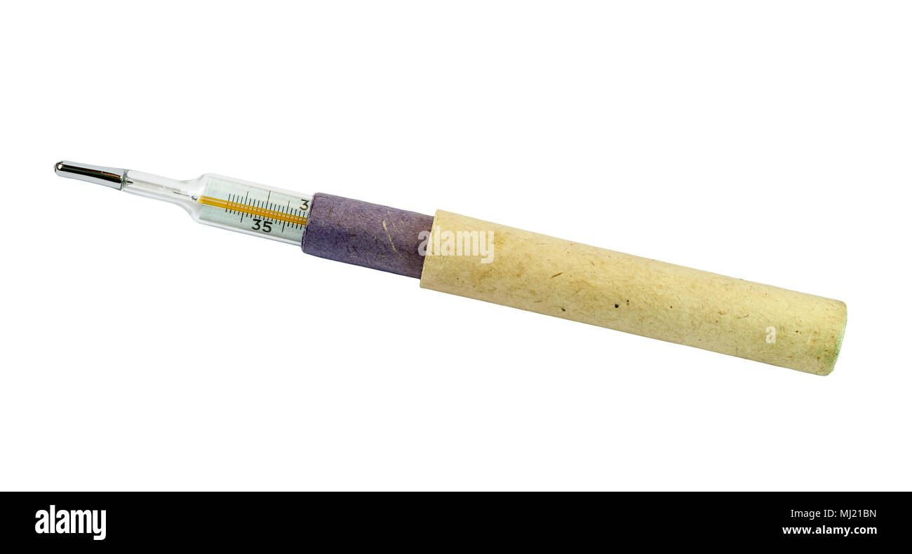 Termometro in un astuccio di cartone Foto Stock