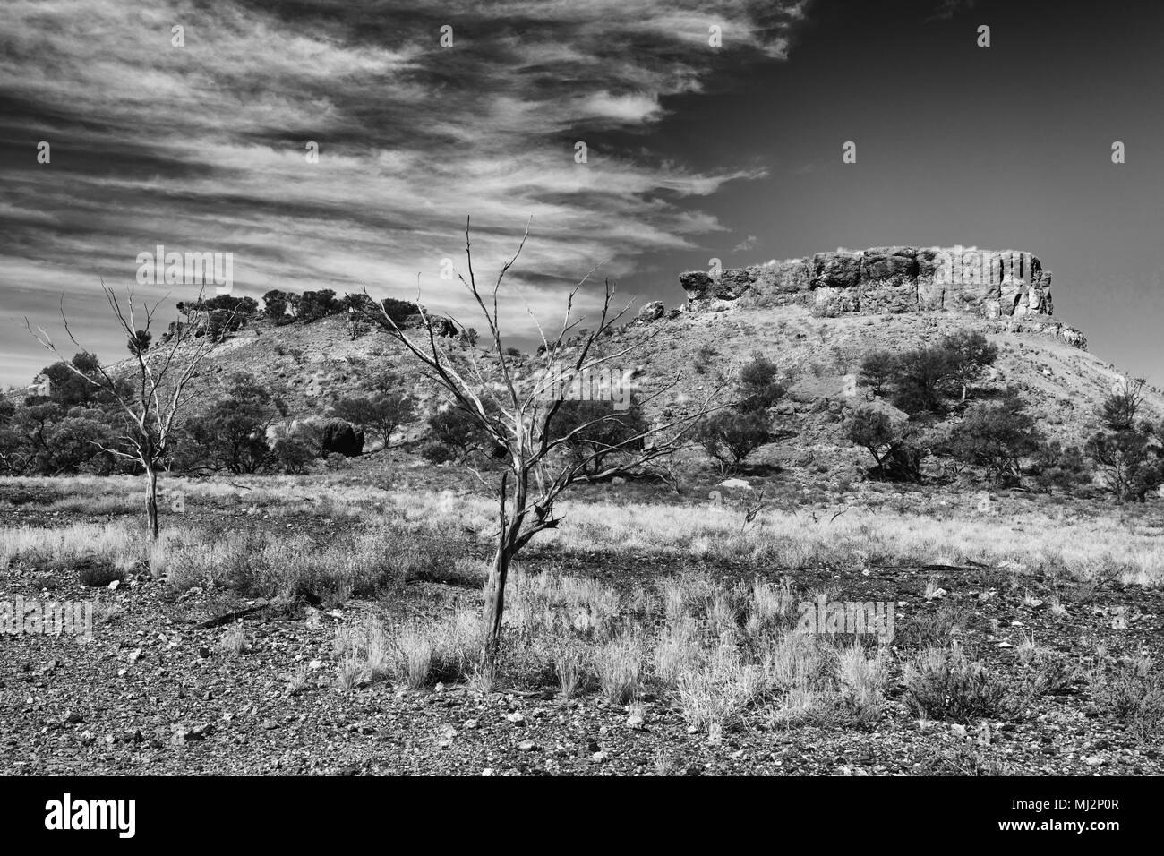 Lilleyvale colline, Boulia, Queensland, Australia. Red mesas del Lilleyvale colline a Cawnpore Lookout sullo sviluppo di Kennedy Road tra Boulia Foto Stock