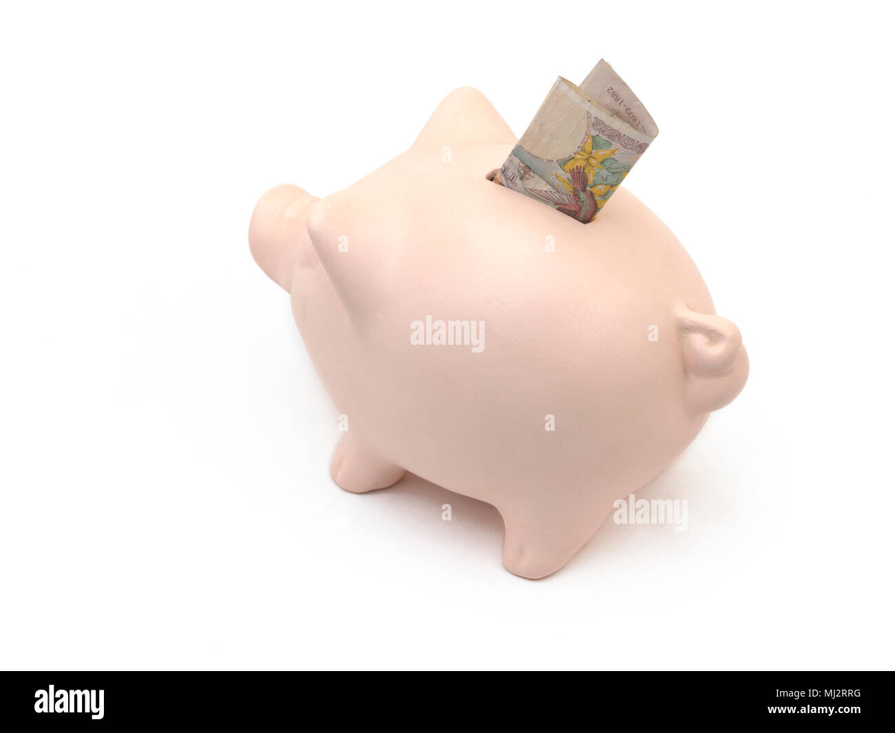 Salvadanaio Salvadanaio con il vecchio dieci Pound nota fuori di circolazione nel 2017 Foto Stock