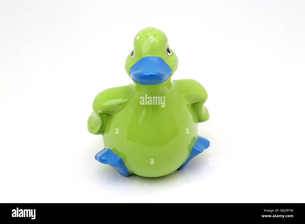 Il verde e il blu porcellana Salvadanaio a forma di anatra Foto Stock