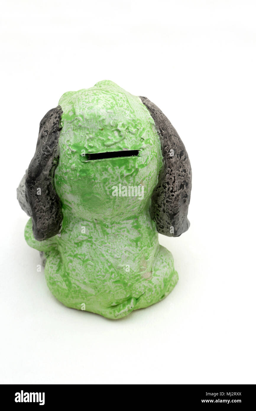 Retro del denaro del cane box che mostra a gettoni Foto Stock