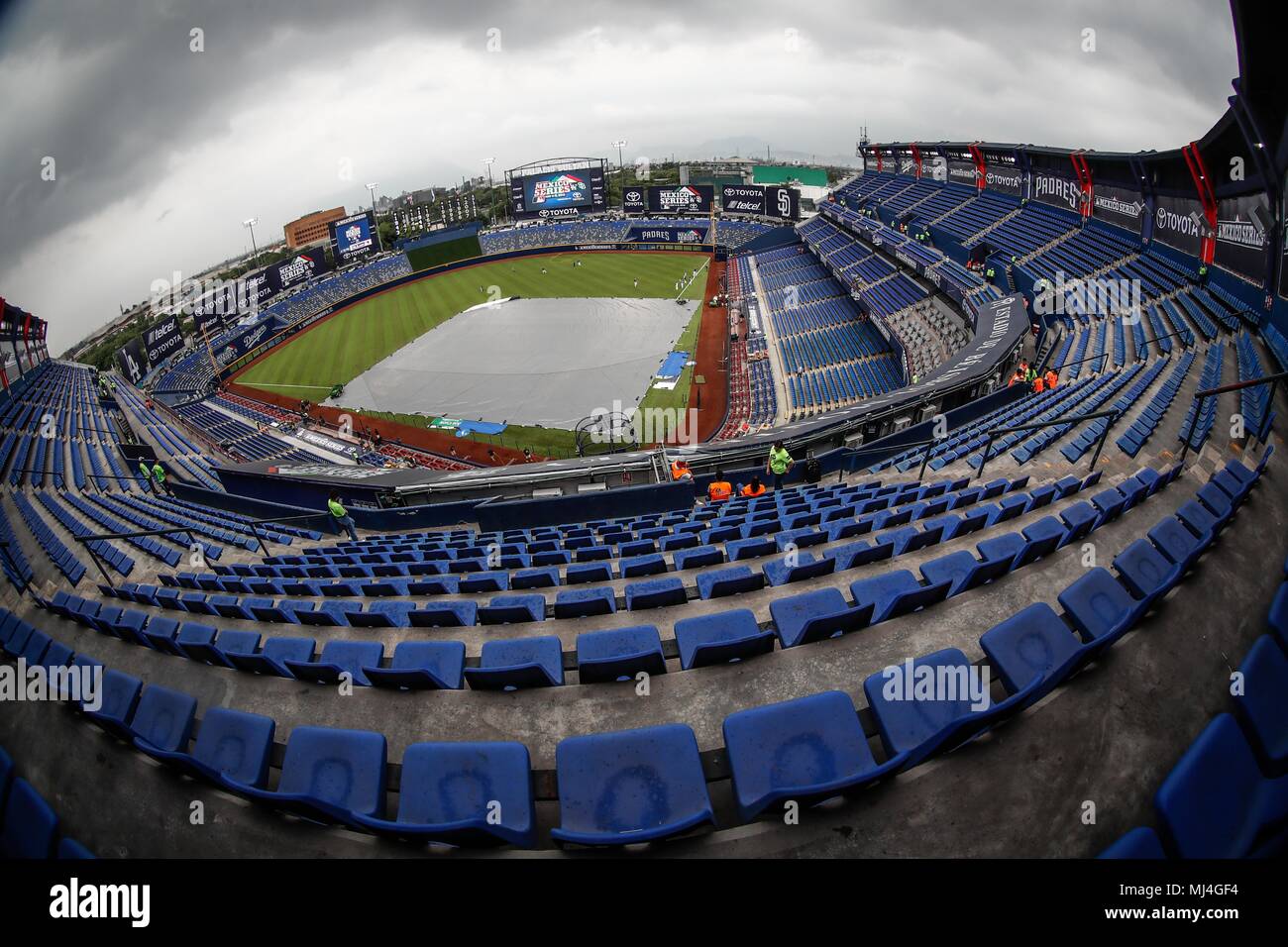 Monterry, Messico. Il 4 maggio, 2018. Gli aspetti dello stadio dei sultani  di Monterrey, prima del gioco del Los Angeles Dodgers vs San Diego Padres,  durante il primo gioco della Major League