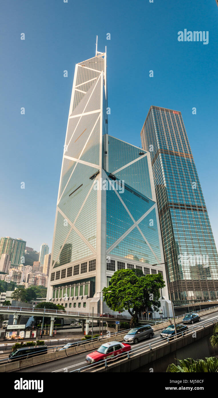 La torre della Banca della Cina, Hong Kong, Cina Foto Stock