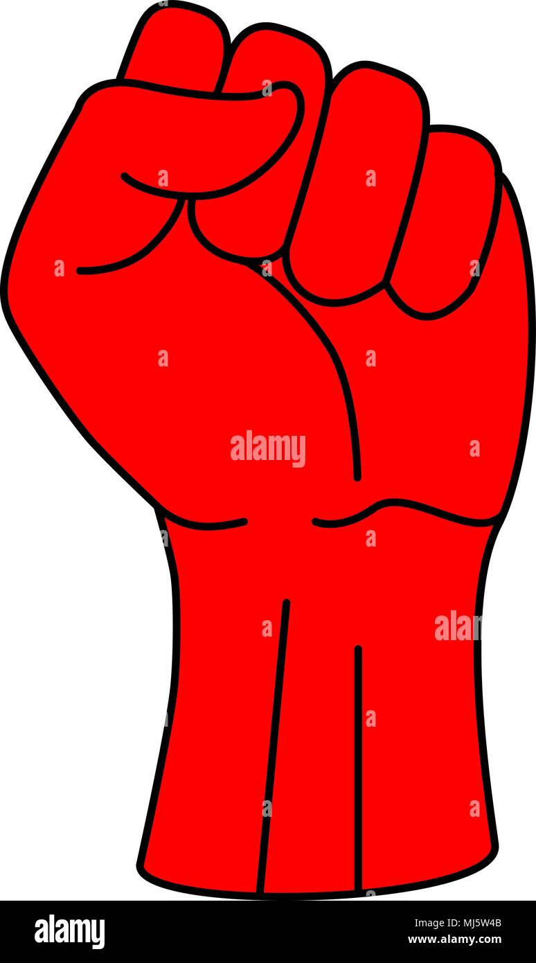 Pugno di mano maschio, protesta proletaria simbolo. Segno di potenza Illustrazione Vettoriale