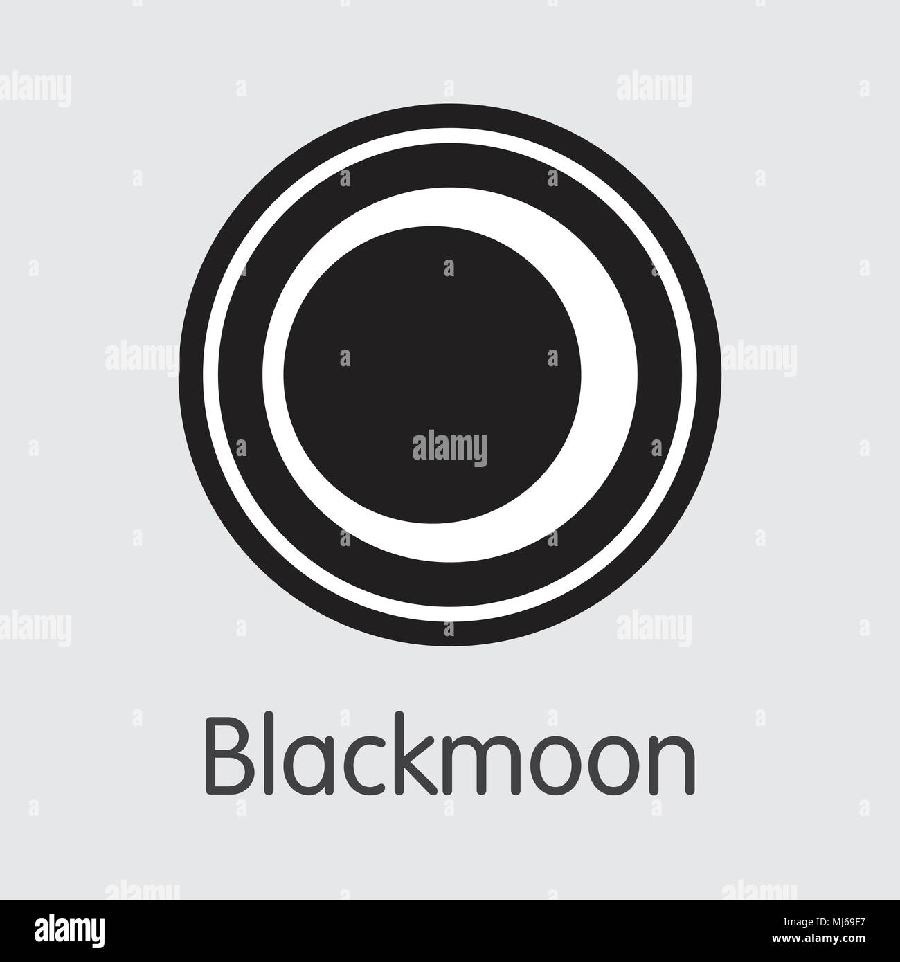 Blackmoon moneta crittografica. Vettore pittogramma di BMC. Illustrazione Vettoriale