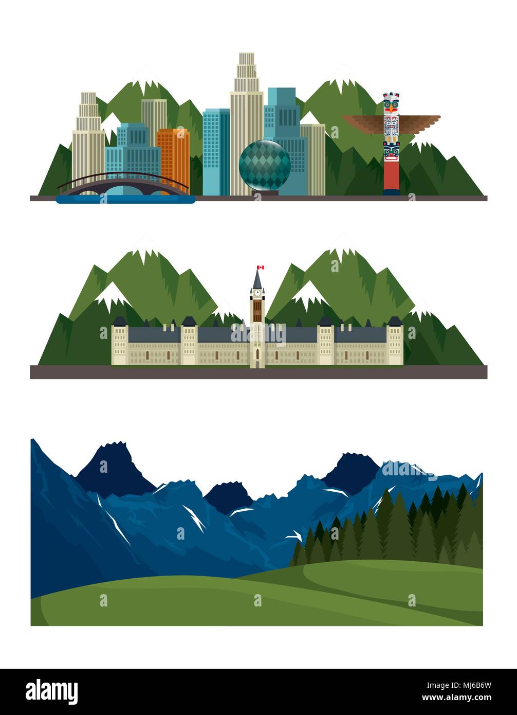 Paesaggio canadese icona della scena Illustrazione Vettoriale