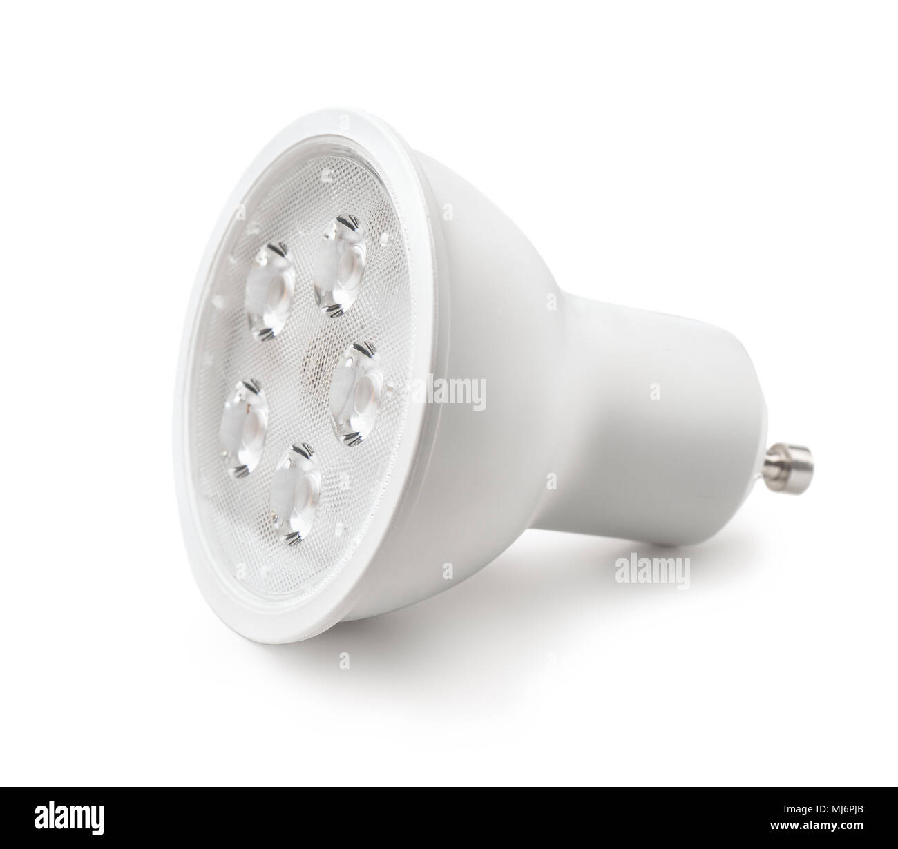 Luce LED lampadina isolato su bianco Foto Stock