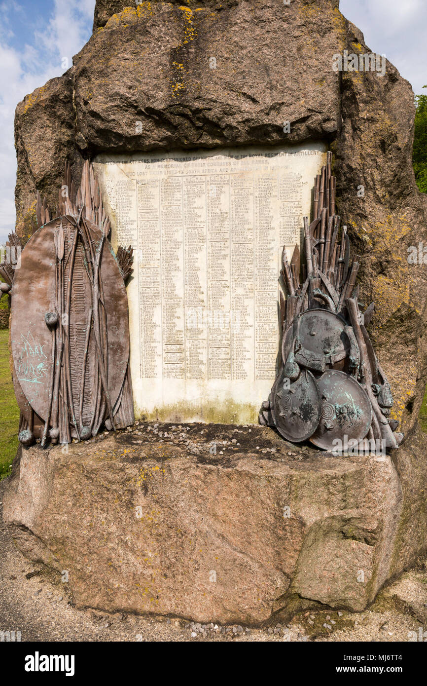 Monumento memorial prima guerra boera, Sud Africa, seconda guerra Anglo-Afghan, Afghanistan 1877 - 1881, Royal reggimento di artiglieria, Larkhill, Wiltshire, en Foto Stock