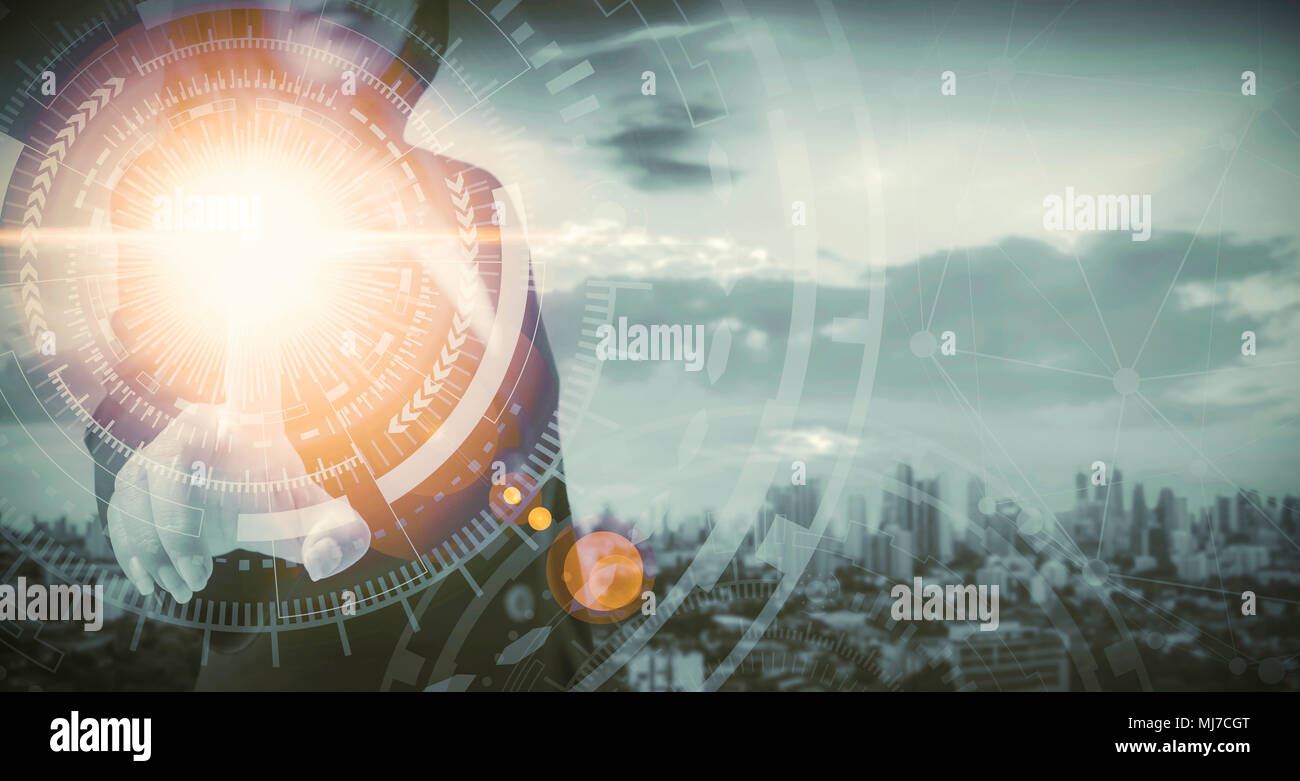 Panorama del tramonto a città di Bangkok, Tailandia. Foto Stock