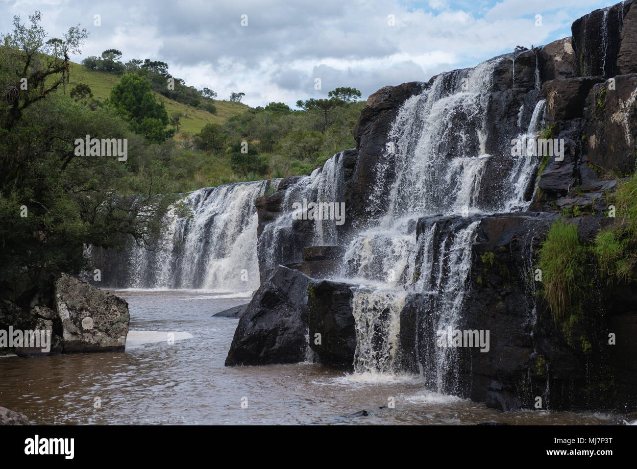 Cascate di Venancios, 'Cachoeira dos Venancios', Cambara do Sul Rio Grande do Sul, basilico, America Meridionale Foto Stock