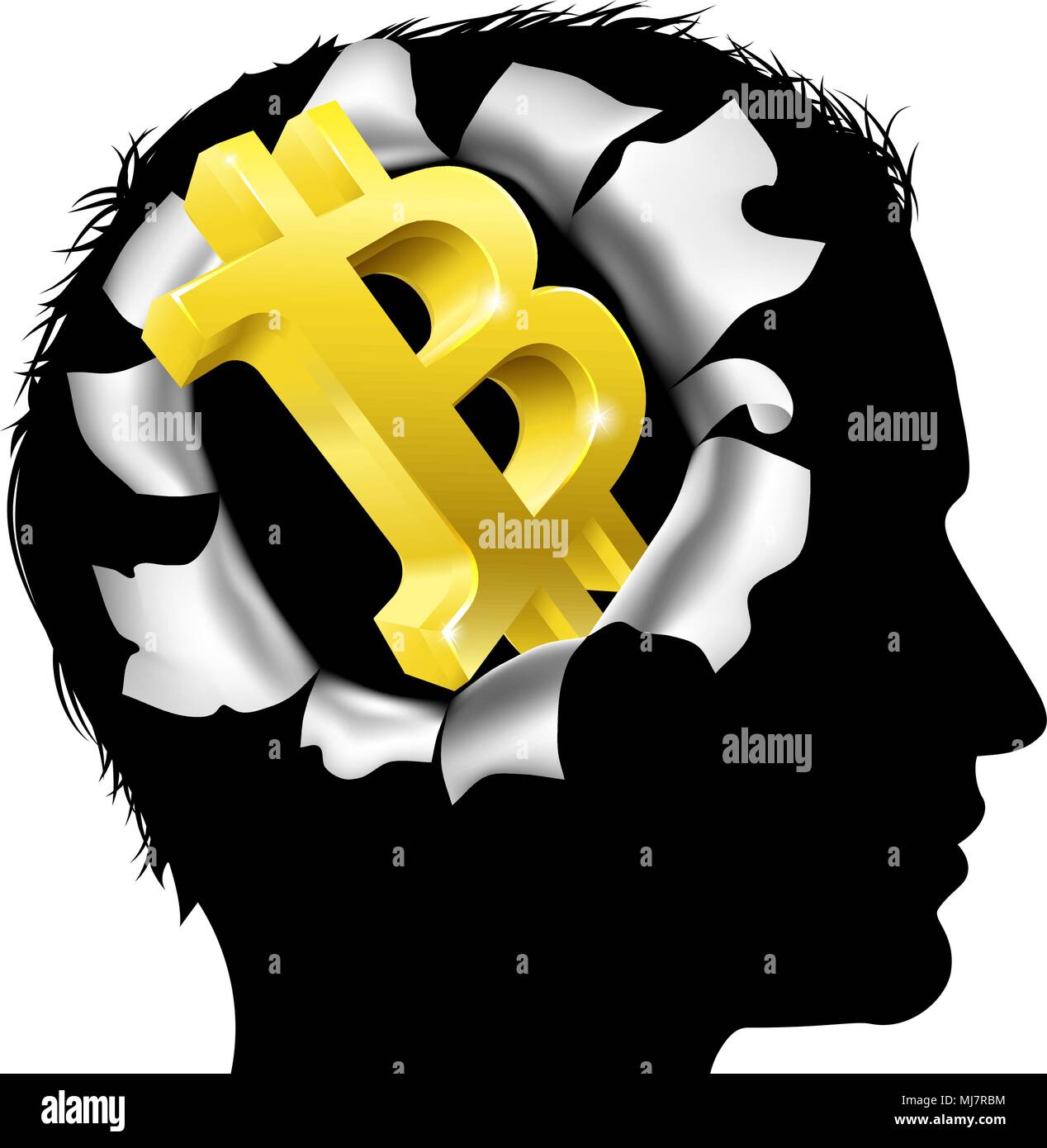 Pensando di Bitcoin Illustrazione Vettoriale