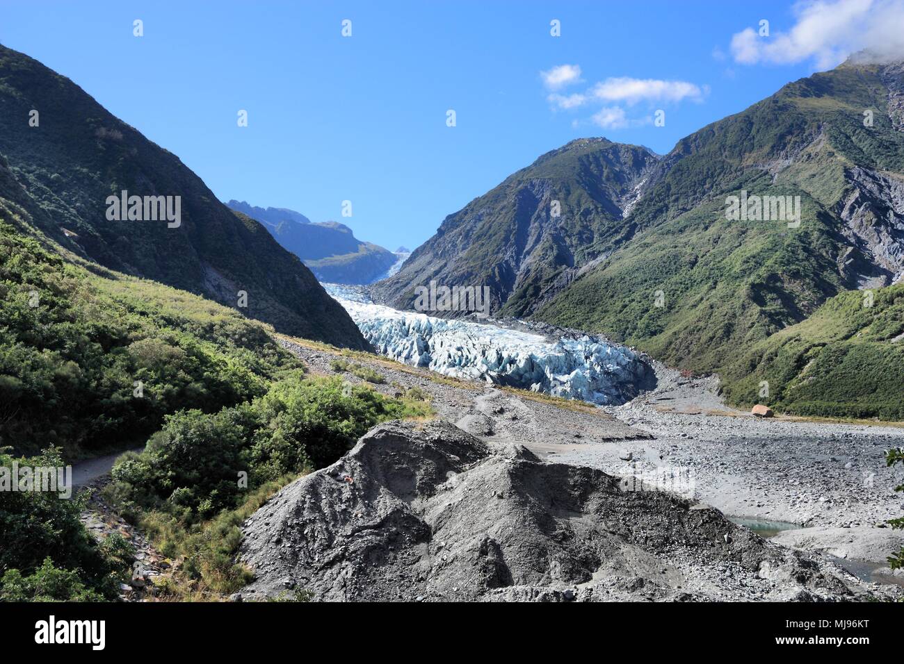 Fox Glacier, Nuova Zelanda. Valle di montagna paesaggio di Westland National Park. Foto Stock