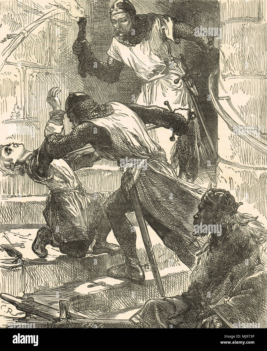 La morte del principe Arthur, castello di Rouen, circa 1203 Foto Stock