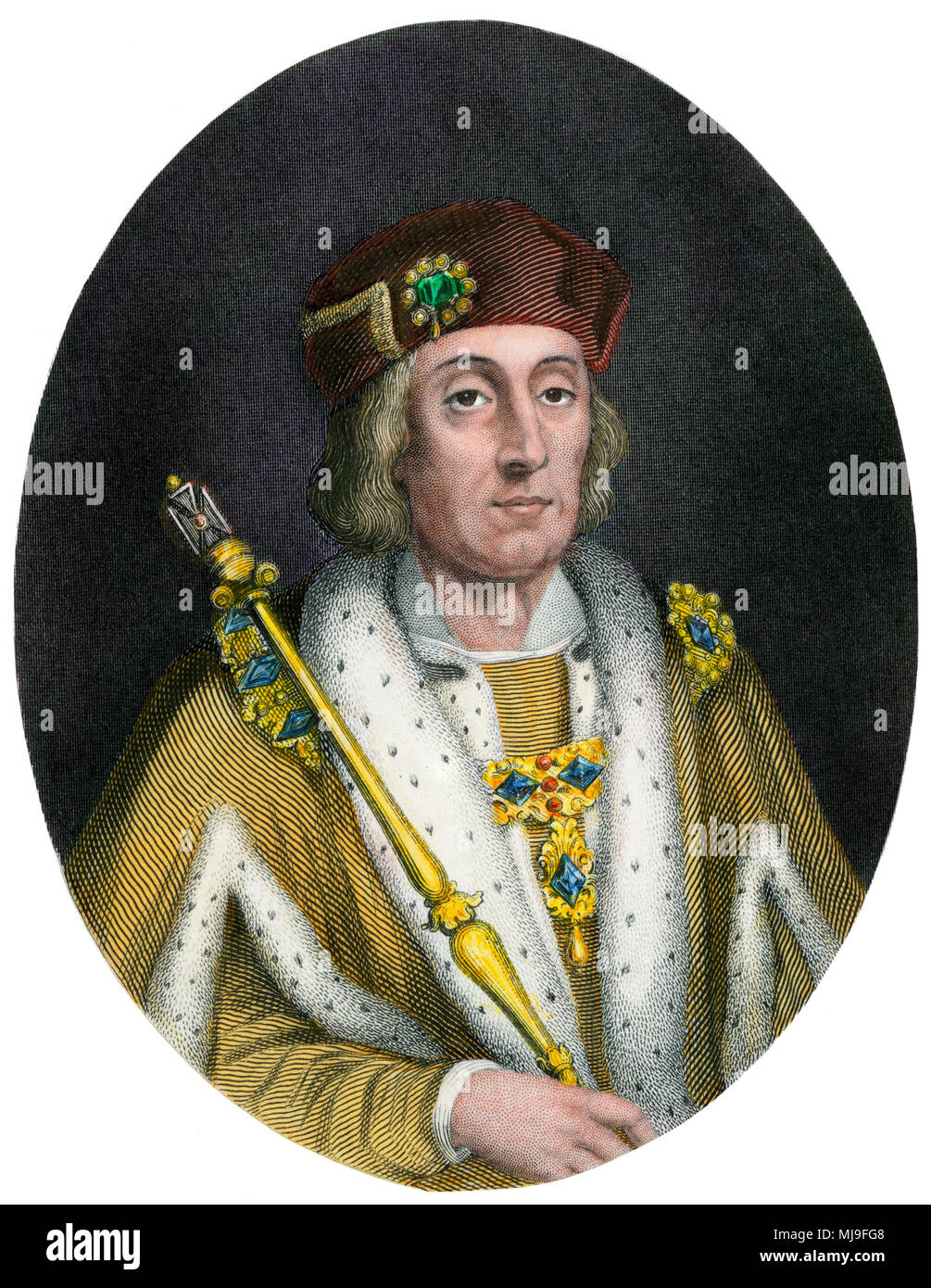 Enrico VII, o Henry Tudor, re d'Inghilterra 1457-1509. Colorate a mano l'incisione Foto Stock