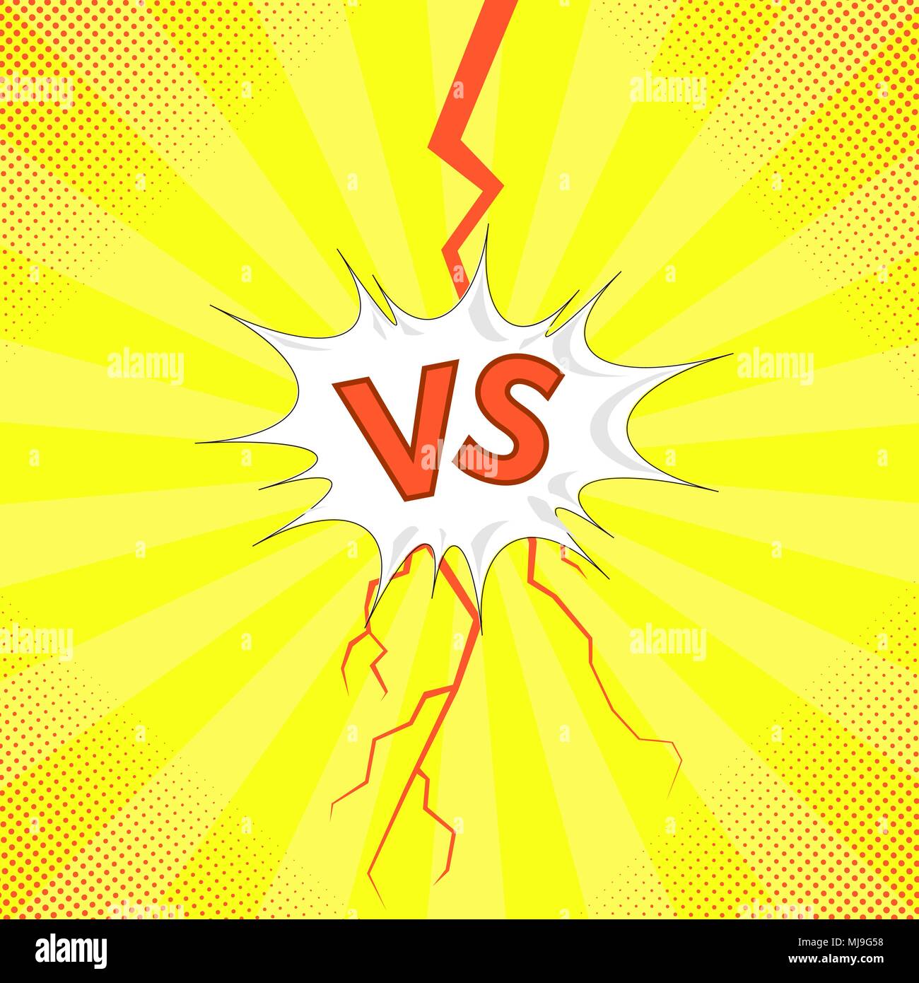 Concetto di confronto, insieme, standoff, Combattimento Finale. Versus VS lettere lotta sullo sfondo Illustrazione Vettoriale