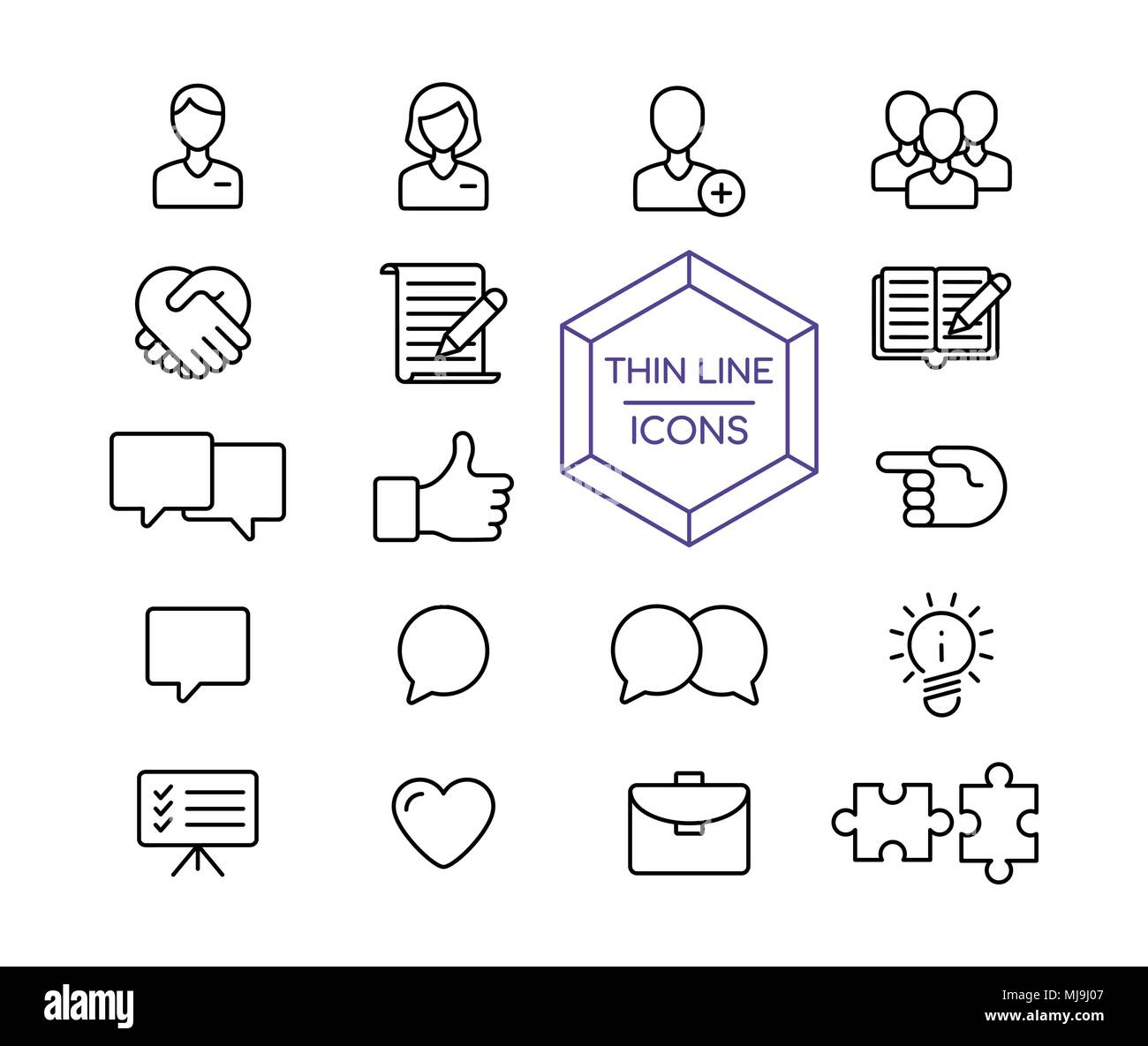 Internet business sottile linea icon set, network marketing raccolta di simbolo in moderno stile contorno. EPS10 vettore. Illustrazione Vettoriale