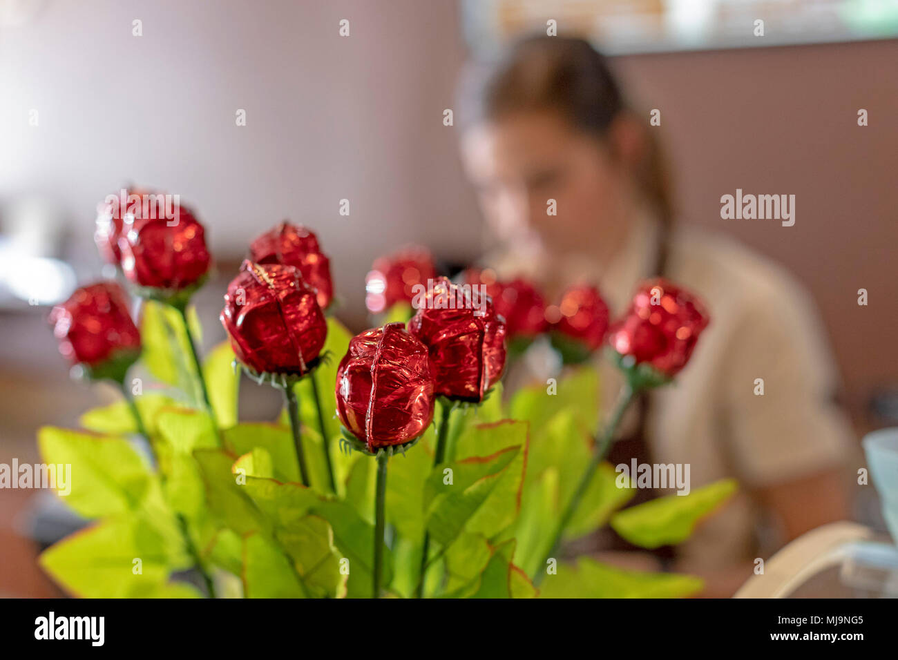 Sant'Agostino, Florida - rose di cioccolato presso la Whetstone cioccolatini store retail in Sant'Agostino il quartiere storico. Foto Stock