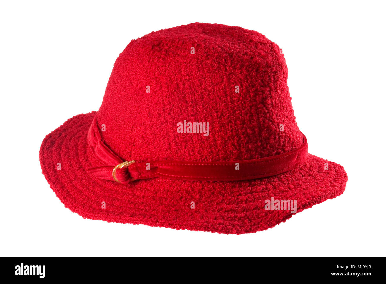Red lady's hat isolati su sfondo bianco. Foto Stock
