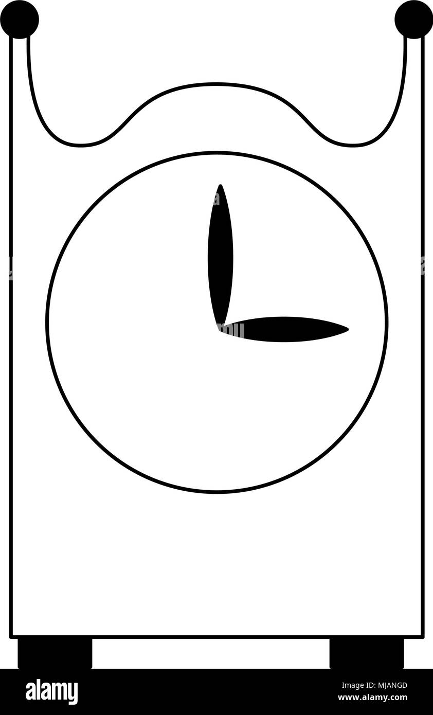 Orologio in legno isolato su i colori nero e bianco Illustrazione Vettoriale