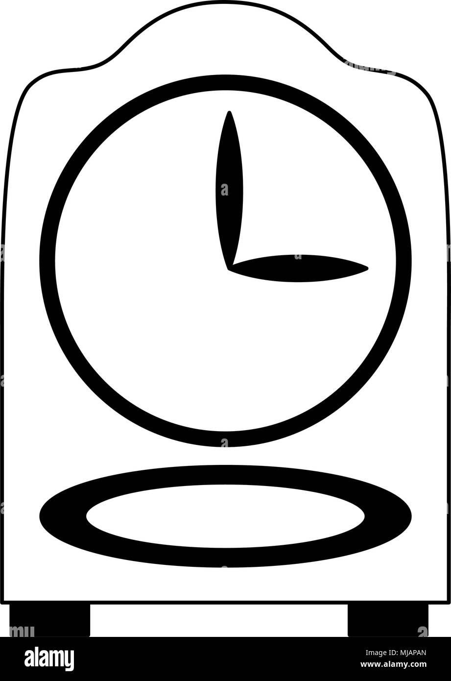 Orologio in legno isolato su i colori nero e bianco Illustrazione Vettoriale