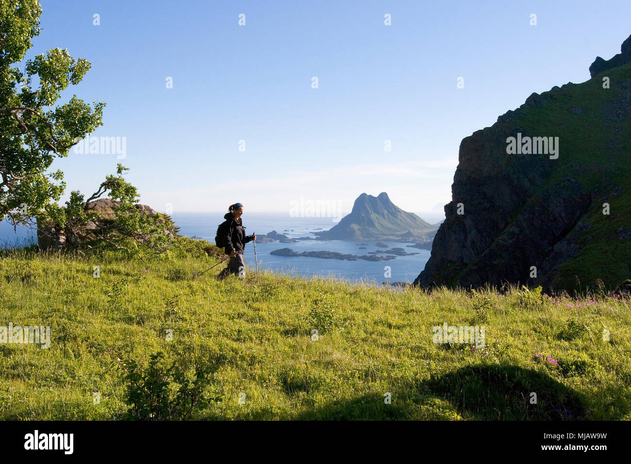 Wandern in den Lofoten, Stamsund Foto Stock