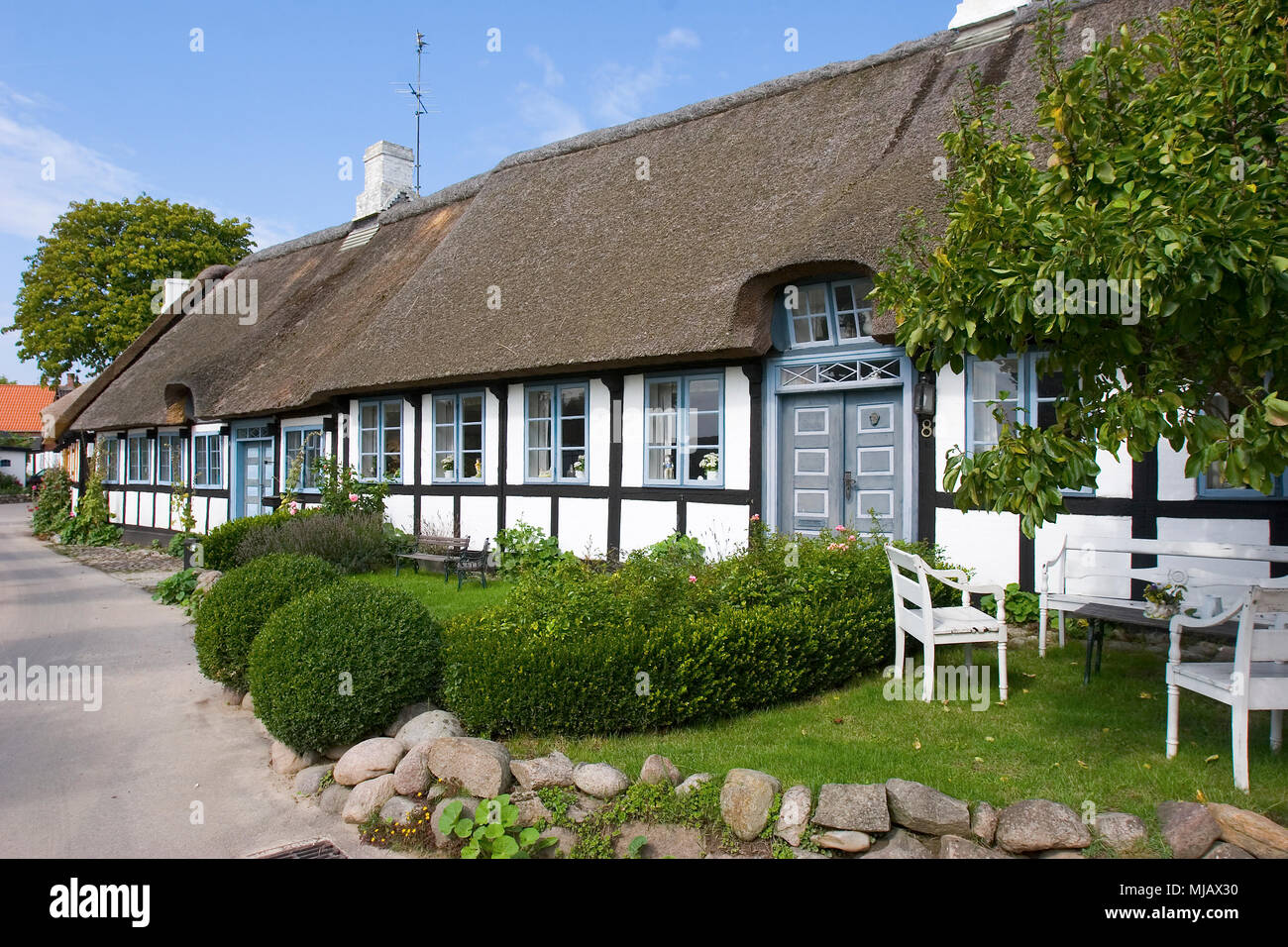 Historische Gebaeude in Nordby, Insel Samsoe, Kattegat, Daenemark Foto Stock