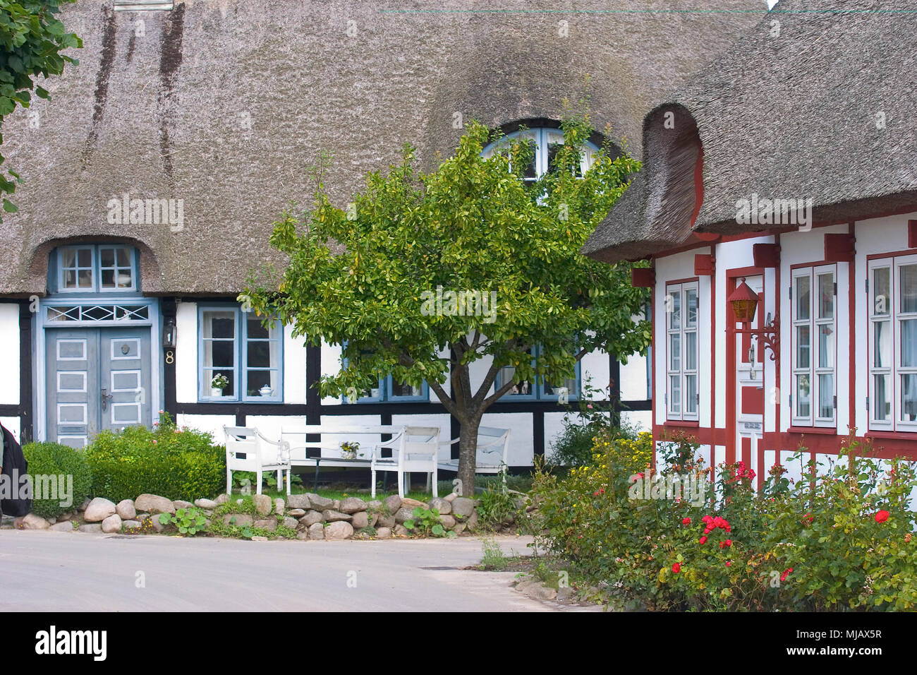 Historische Gebaeude in Nordby, Insel Samsoe, Kattegat, Daenemark Foto Stock