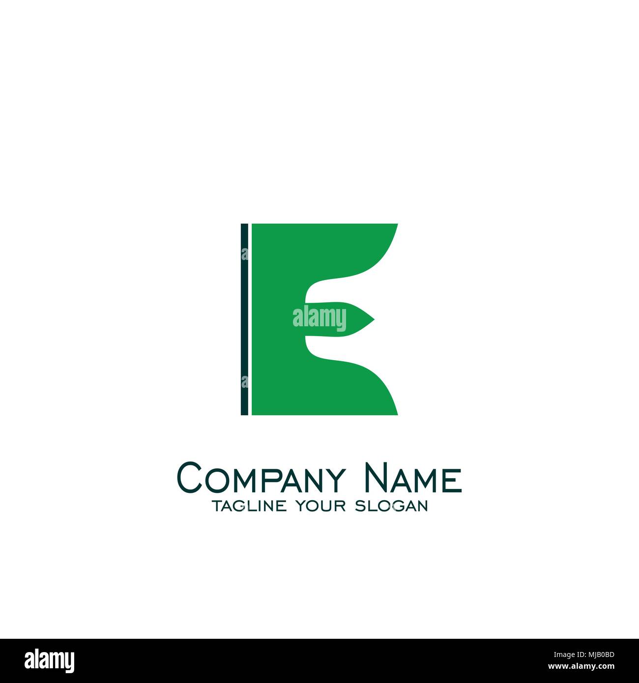 Lettera e logo design. concetto quadrata con colore verde. una semplice lettera logo. Illustrazione Vettoriale