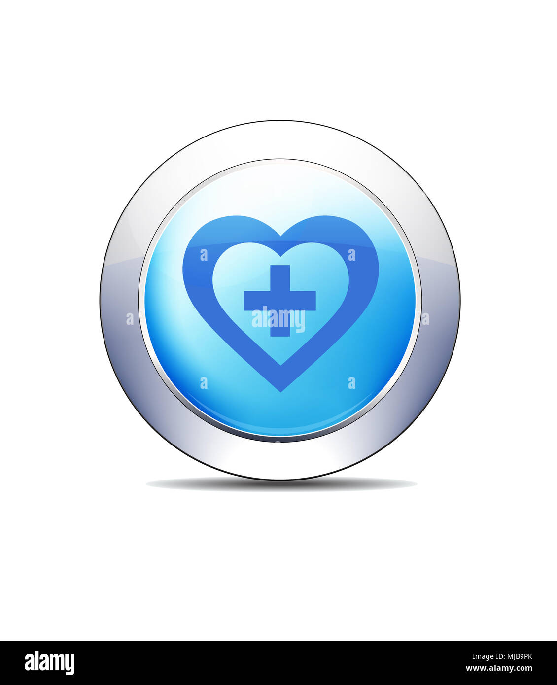 Cuore blu Healthcare pulsante icona simbolo Healthcare & Pharma Foto Stock