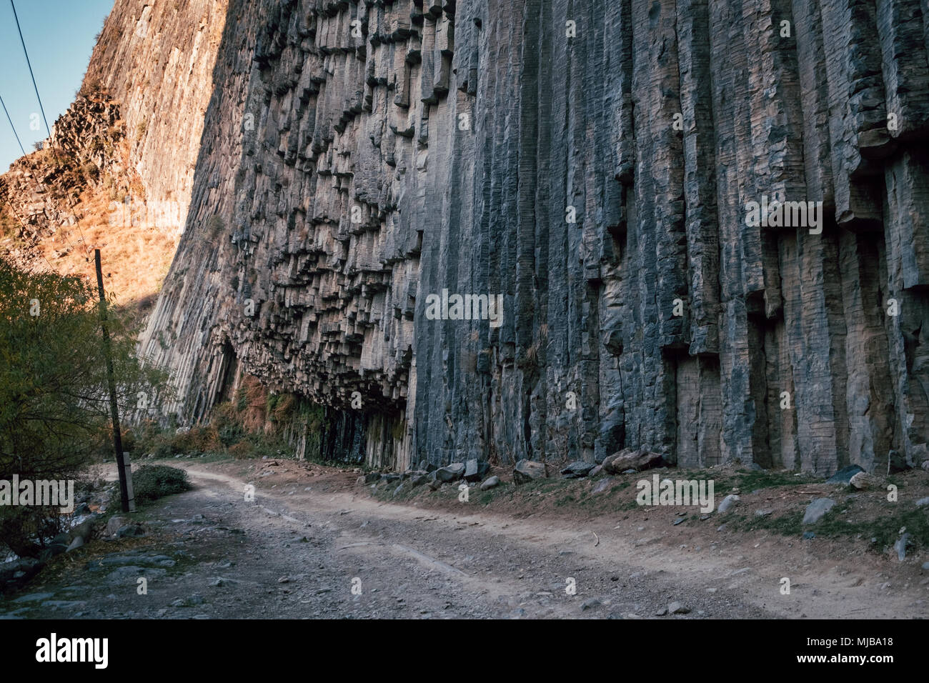 Colonne di basalto in Garni Gorge. Armenia. Foto Stock