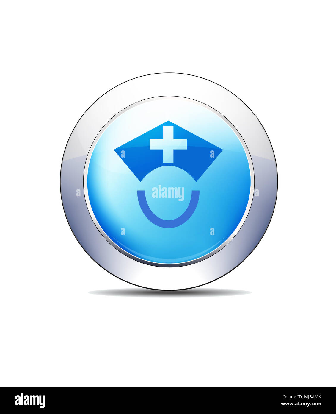 Icona blu pulsante Simbolo infermiere Healthcare & Pharma Foto Stock